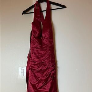 Elegant Burgundy Halter Dress